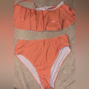 SHEIN Orange Striped Bikini Set